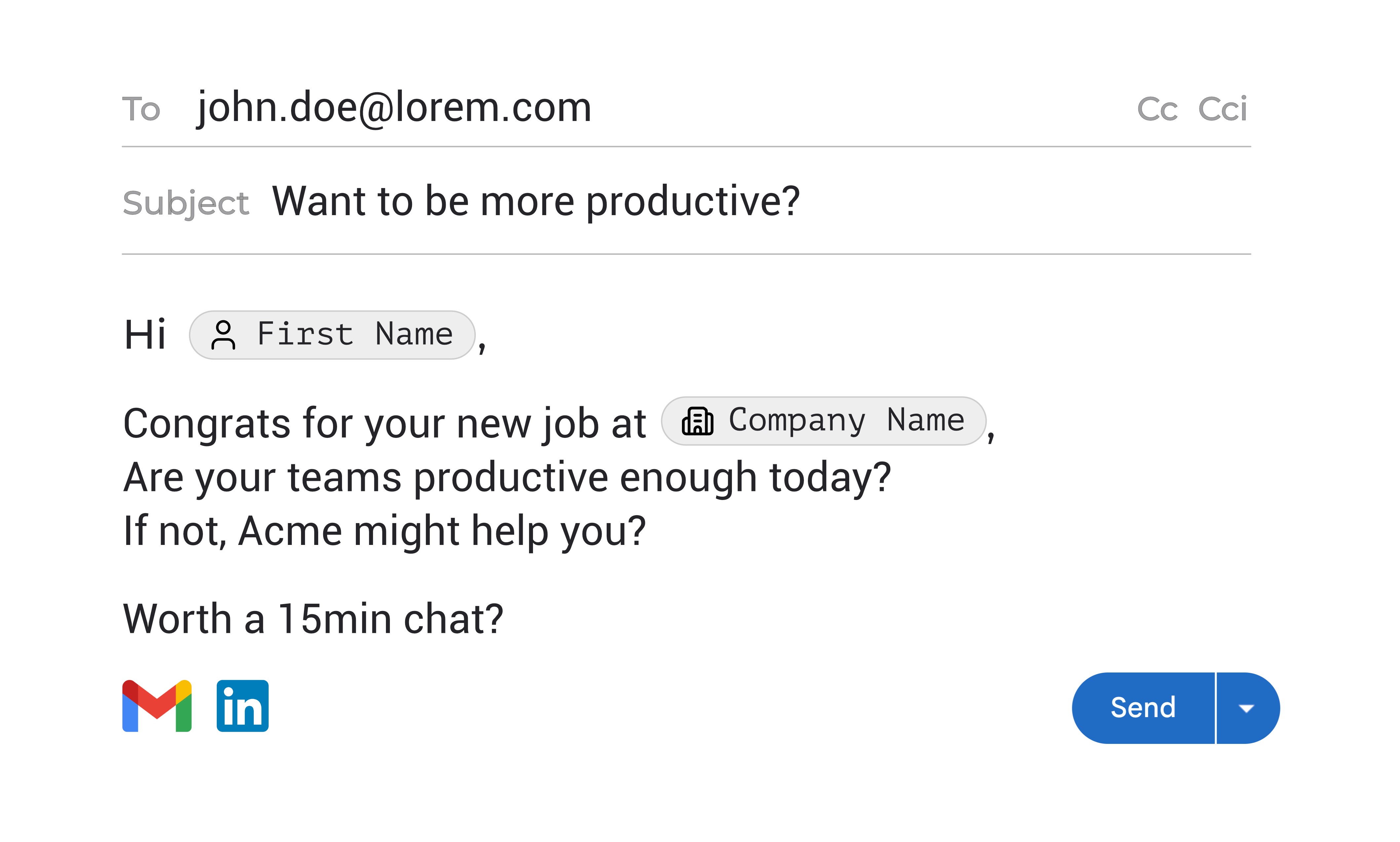 Generic cold outreach example